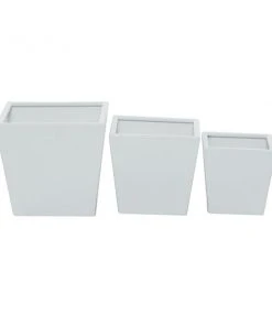 Grayson Lane 8-in x 7-in White Iron Modern Planters - Set of 3
