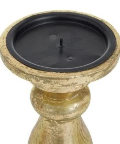 Grayson Lane 1-Candle Gold Wood Pillar Candle Holders - Set of 3 -GRAYSON LANE shop 330942587 AlternateImage3 l
