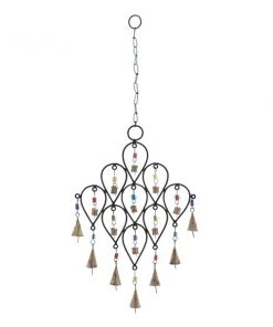 Grayson Lane 24-in Bohemian Black Metal Reversed Teardrop with Bells Wind Chime