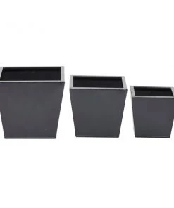 Grayson Lane 8-in x 7-in Black Iron Modern Planters - Set of 3