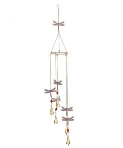 Grayson Lane 39-in Pink/White Metal Dragonflies Wind Chime with Multicoloured Glass Beads