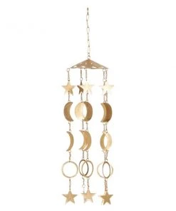 Grayson Lane 29-in Eclectic Gold Metal Moon and Stars Wind Chime