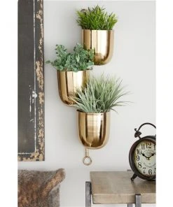 Grayson Lane 12-in x 25-in Gold Metal Contemporary Hanging Planter -GRAYSON LANE shop 330942636 AlternateImage2 l