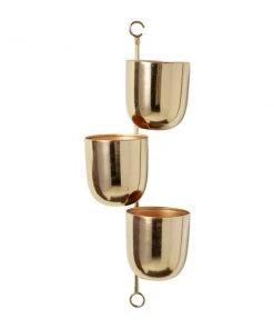 Grayson Lane 12-in x 25-in Gold Metal Contemporary Hanging Planter