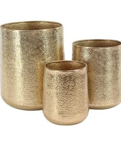 Grayson Lane 17-in x 20-in Gold Metal Planter