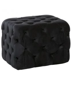 Grayson Lane 19-in x 28-in Rustic Black Velvet Rectangle Ottoman