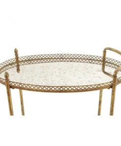 Grayson Lane Gold Metal Base with Galvanized Iron Top Kitchen Carts - 37-in x 9-in -GRAYSON LANE shop 330944695 AlternateImage5 l