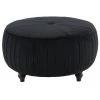Grayson Lane 18-in x 35-in Glam Black Polyester Round Ottoman
