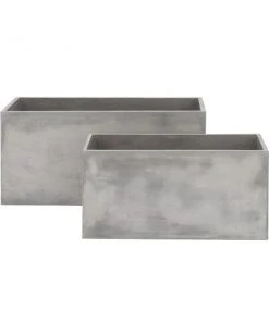 Grayson Lane 40-in x 20-in Grey Ceramic Planter