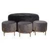 Grayson Lane Glam Grey Velvet Round Ottomans - Set of 4