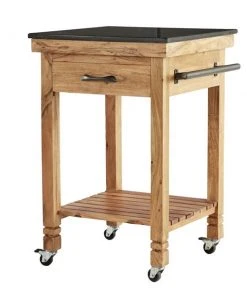 Grayson Lane Brown Granite Base with Granite Top Kitchen Carts - 42.15-in x 29.75-in