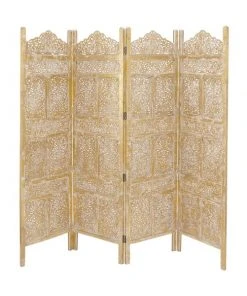 Grayson Lane 4-Panel Gold Wood Folding Traditional Room Divider