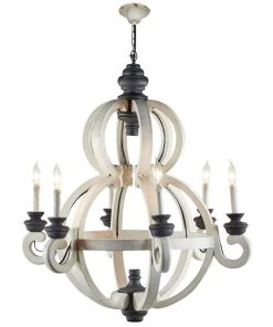 Grayson Lane 6-Light White Rustic Cage Chandelier