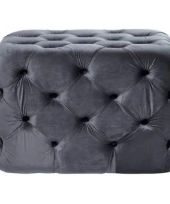 Grayson Lane 19-in x 28-in Grey Velvet Rectangle Ottoman