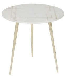 Grayson Lane White Stone Round End Table