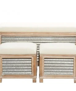 Grayson Lane 20-in x 38-in Farmhouse Light Brown Storage Bench