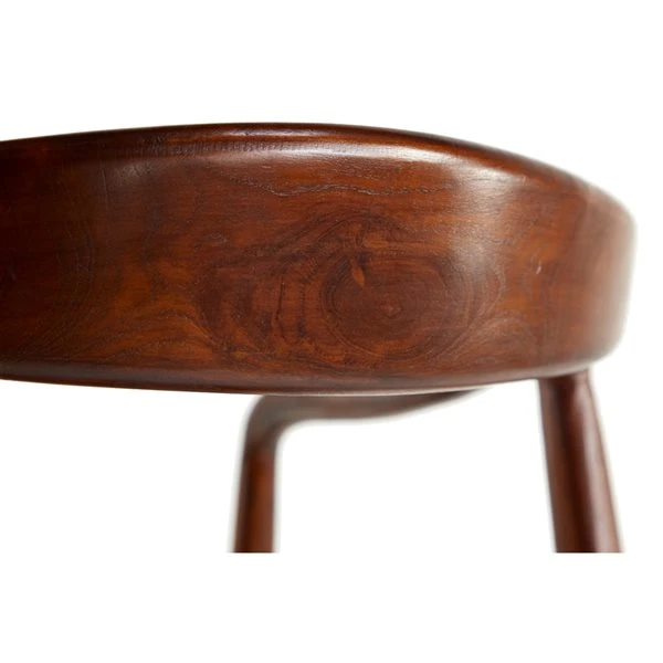 Grayson Lane Brown Leather and Teak Contemporary Dining Chair with Arms and Wooden Frame 4 Grayson Lane Brown Leather and Teak Contemporary Dining Chair with Arms and Wooden Frame - Image 4