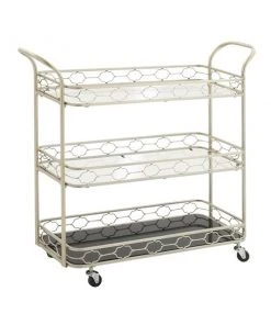 Grayson Lane Stainless Steel Metal Base with Mirror Top Kitchen Carts - 17-in x 18.2-in