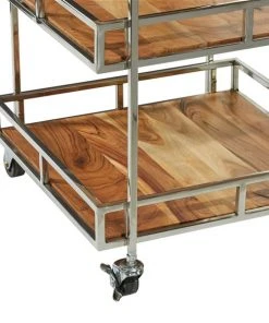 Grayson Lane Brown Steel Base with Stainless Steel Top Kitchen Carts - 42-in x 24-in -GRAYSON LANE shop 330944761 AlternateImage3 l