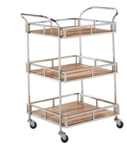 Grayson Lane Brown Steel Base with Stainless Steel Top Kitchen Carts - 42-in x 24-in