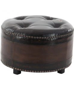 Grayson Lane Rustic Brown Faux Leather Round Ottomans - Set of 3 -GRAYSON LANE shop 330944763 AlternateImage3 l