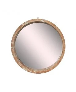 Grayson Lane 39.5-in x 39.5-in Round Brown Framed Wall Mirror