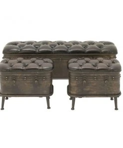 Grayson Lane 20-in x 48-in Rustic Brown Storage Bench - Set of 3