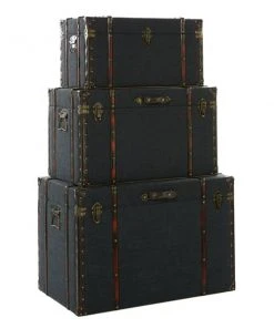 Grayson Lane 24-in x 28-in Traditional Trunk Blue Wood - Set of 3