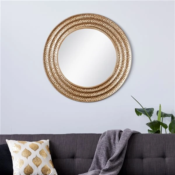 Grayson Lane 39.25-in x 39.25-in Round Gold Framed Wall Mirror 2 Grayson Lane 39.25-in x 39.25-in Round Gold Framed Wall Mirror - Image 2