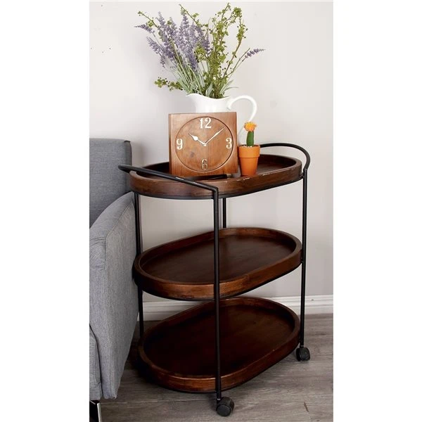 Grayson Lane Brown Metal Base with Wood Top Kitchen Carts - 25.5-in x 29.2-in 2 Grayson Lane Brown Metal Base with Wood Top Kitchen Carts - 25.5-in x 29.2-in - Image 2