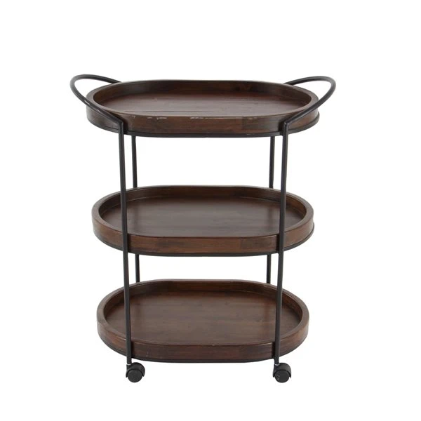 Grayson Lane Brown Metal Base with Wood Top Kitchen Carts - 25.5-in x 29.2-in 4 Grayson Lane Brown Metal Base with Wood Top Kitchen Carts - 25.5-in x 29.2-in - Image 4