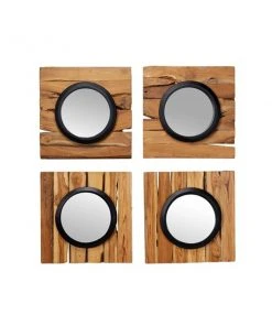 Grayson Lane 17.70-in x 17.65-in Round Brown Framed Wall Mirrors - Set of 4 -GRAYSON LANE shop 330944792 AlternateImage5 l