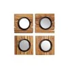Grayson Lane 17.70-in x 17.65-in Round Brown Framed Wall Mirrors - Set of 4