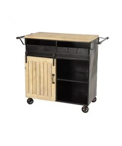 Grayson Lane Black Metal Base with Steel Top Kitchen Carts - 38.5-in x 20.75-in