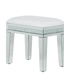 Grayson Lane 21-in x 22-in Glam Silver Rectangle Stool