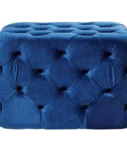 Grayson Lane 19-in x 28-in Blue Velvet Rectangle Ottoman