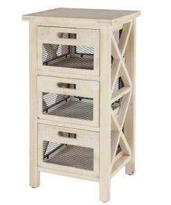 Grayson Lane Off-White Wood Rectangular End Table