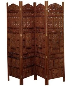 Grayson Lane 4-Panel Dark Brown Wood Folding Traditional Room Divider