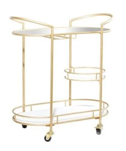 Grayson Lane Gold Metal Base with Steel Top Kitchen Carts - 36.5-in x 11.5-in