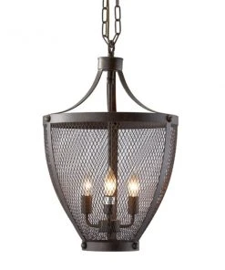 Grayson Lane 3-Light Brown Vintage Cage Chandelier