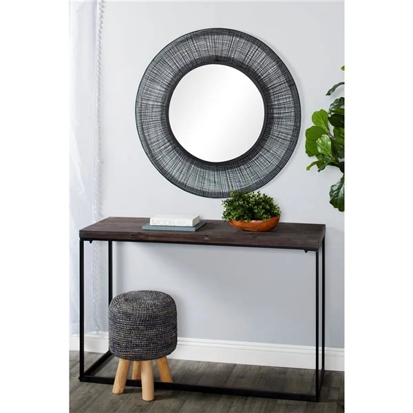 Grayson Lane 39.5-in x 39.5-in Round Black Framed Wall Mirror 2 Grayson Lane 39.5-in x 39.5-in Round Black Framed Wall Mirror - Image 2