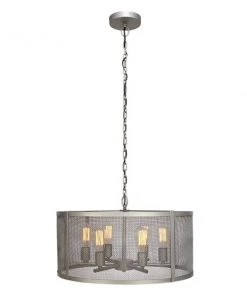 Grayson Lane 6-Light Silver Industrial Cage Chandelier