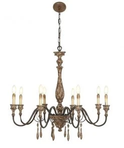 Grayson Lane 8-Light Dark Brown Rustic Crystal Chandelier