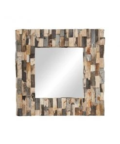 Grayson Lane 31.5-in x 31.5-in Square Brown Framed Wall Mirror