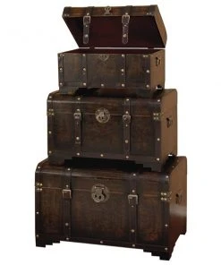 Grayson Lane 28-in x 24-in Traditional Trunk Brown Wood - Set of 3