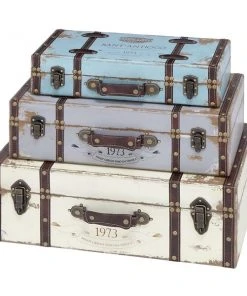Grayson Lane 23-in x 21-in Farmhouse Trunk Multicoloured Wood - Set of 3