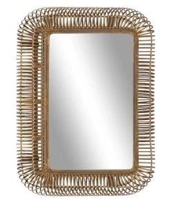 Grayson Lane 39.13-in x 28.25-in Rectangle Brown Framed Wall Mirror