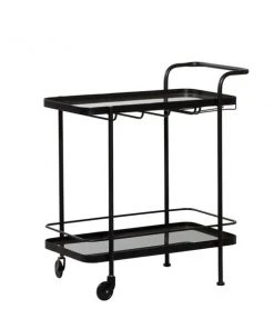 Grayson Lane Black Metal Base with Steel Top Kitchen Carts - 34.85-in x 17.5-in