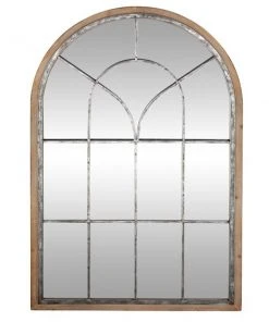 Grayson Lane 51-in x 33-in Arch Brown Framed Wall Mirror