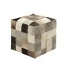 Grayson Lane 16-in Modern Silver and Brown Genuine Leather Square Ottoman